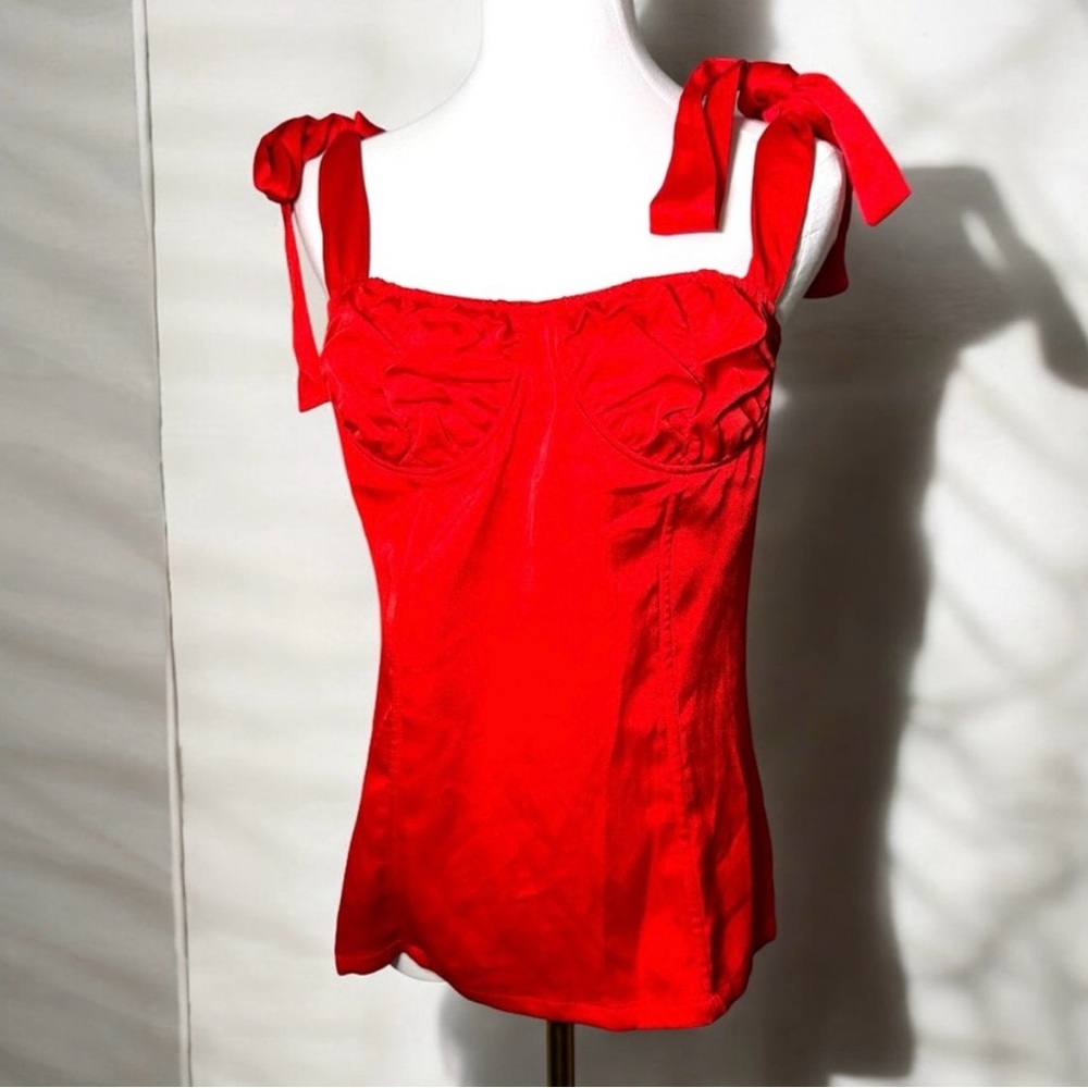 Lioness Red Tank Top with Tie Straps